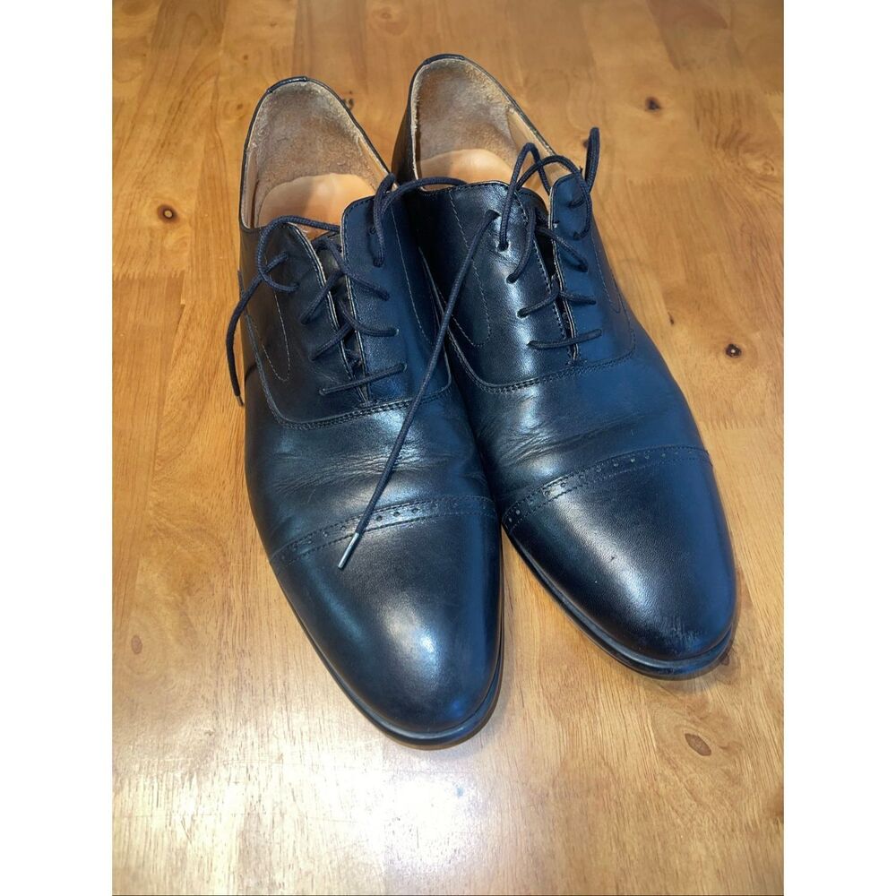 Warfield & Grand Sz 10.5 Burchett Black Leather Derby Shoes